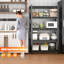 Étagère de rangement robuste en métal à 5 couches à hauteur ajustable avec une charge de 2000 livres, idéale pour les garages, les cuisines, les grandes surfaces, les salles et les gymnases, noir, facile à assembler
