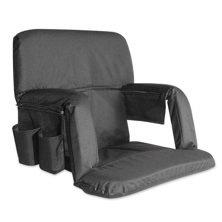 Home-Complete Wide Stadium Chair Cushion-Bleacher Seat with  Padded Back Support, Armrests, 6 Recline Positions, and Portable Carry  Straps (Black), 1-Pack : Sports & Outdoors