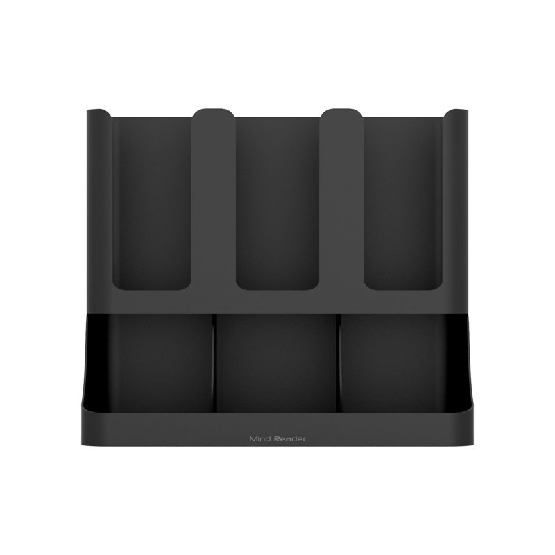Black 6-Compartment Coffee and Condiment Storage Organizer