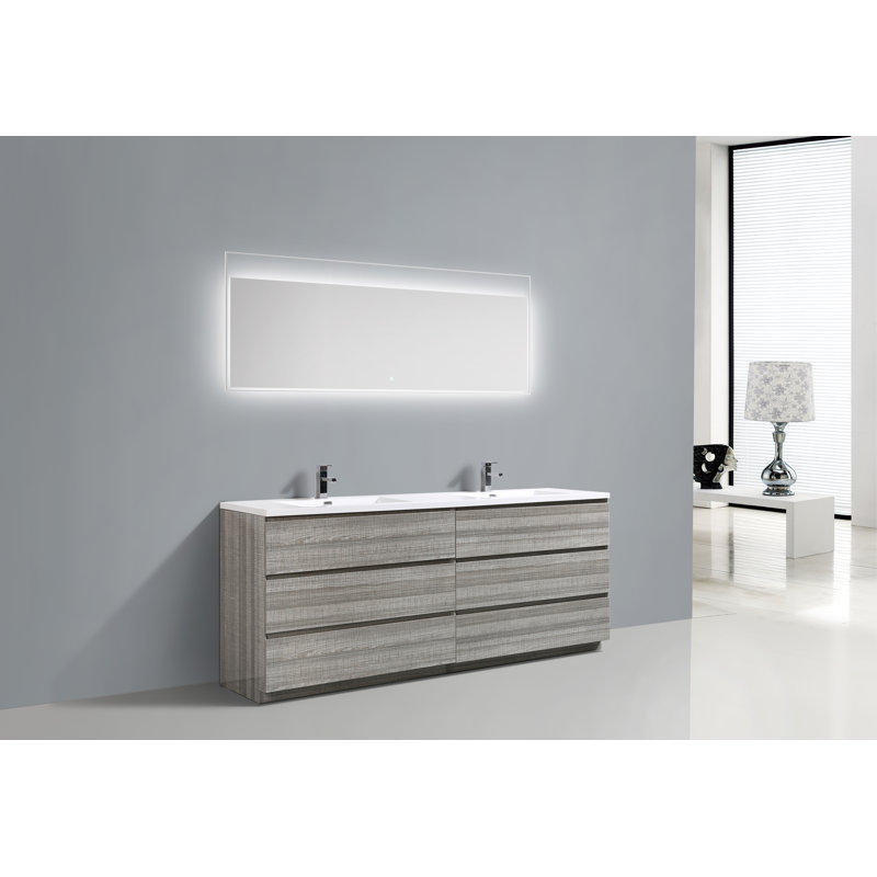 Ensemble de meuble-lavabo double 84 po Bobijo, Gris cendre très lustré