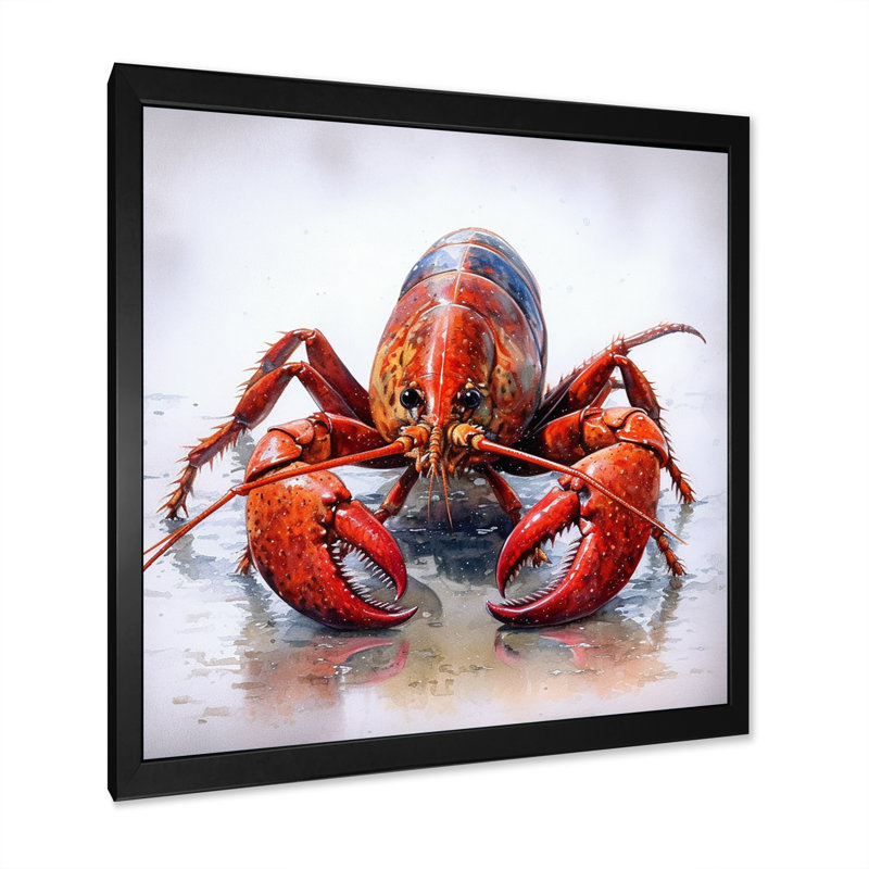Écrevisse d'eau douce IV sur toile, H 30 po x l 30 po x P 1 po, Cadre simple noir