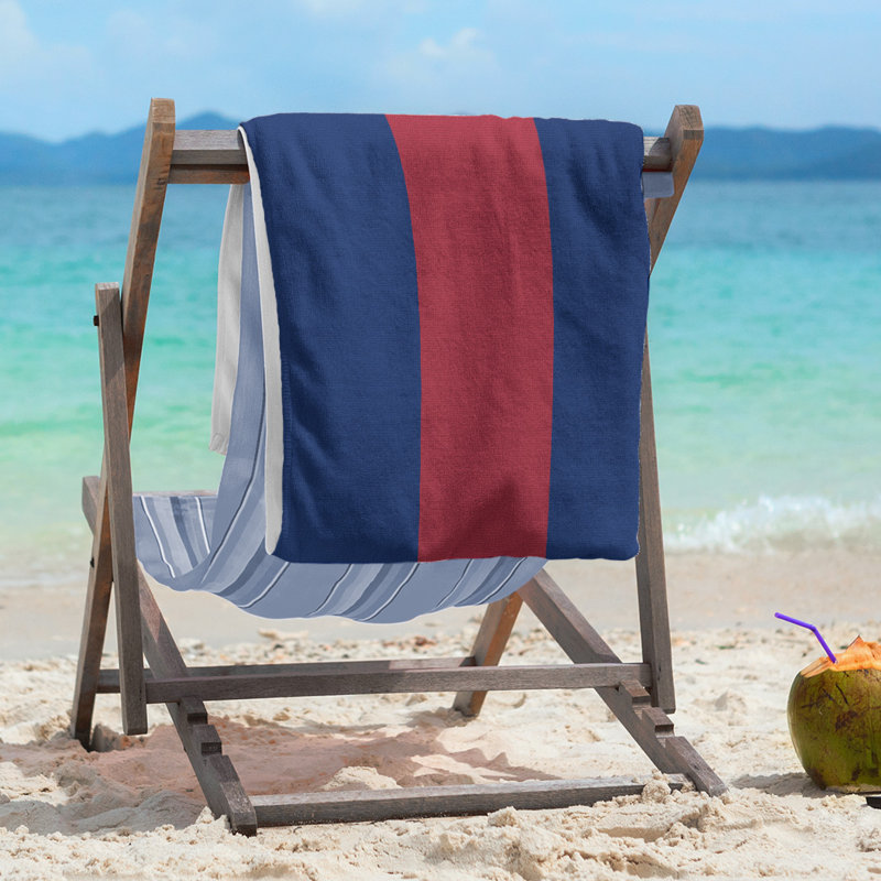 Montreal Lightweight Beach Towel, Blue/Red/Blue, Microfiber