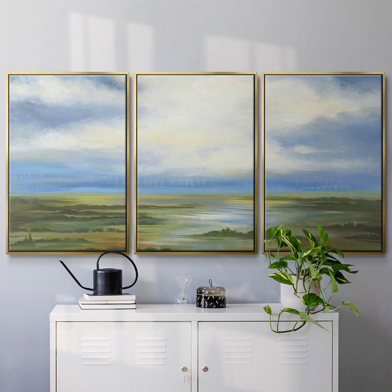 Lighting the Way - Multi Piece Framed Canvas-OJAR3391C, Gold, 24" H x 48" W x 2" D