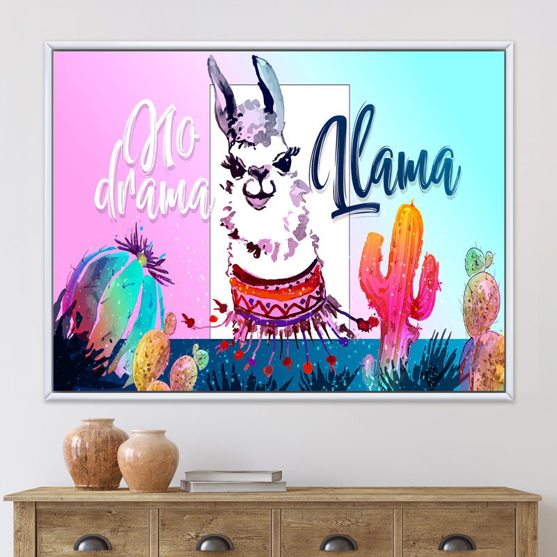 No Drama Llama - Photographie sur toile, Toile blanche encadrée, H 12 po x l 20 po x p 1 po