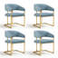Chaise de salle à manger rembourrée avec cadre en métal moderne 22 po (bleu)-2054026324