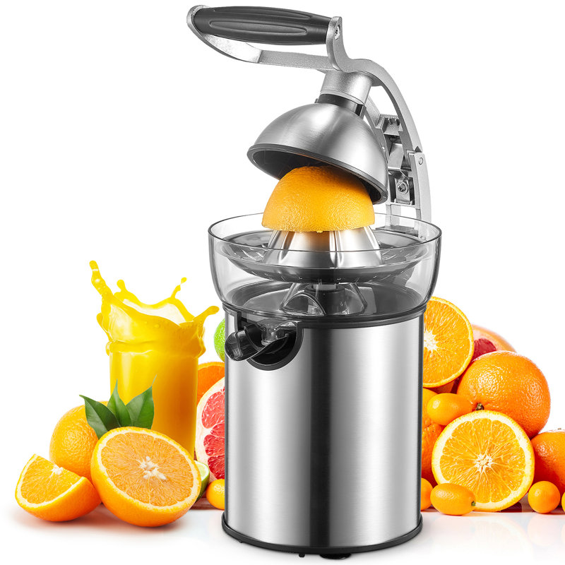 Electric Citrus Juicer with Dual-Size Cones - Automatic Squeezer for Oranges, Lemons & Limes, Anti-Drip Spout, BPA-Free & Easy Clean (Black/Stainless Steel)