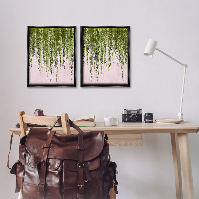 «Natural Falling Ivy» par Grace Popp 2 - pièces sur, Cadre flottant noir de jais, H 21 po x l 34 po