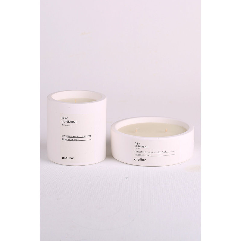 Ensemble de bougies élégantes (2 pièces), porte-béton blanc, essence de bois de santal | Bougie 1: 3,3 po x 3,5 po, bougie 2: 4,7 po x 1,8 po | 100% paraffine / cire de soja, idéal pour l'ambiance relaxante et la décoration intérieure