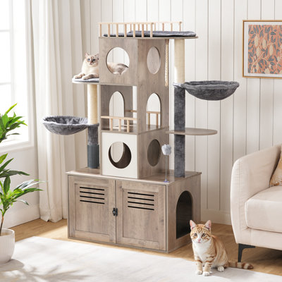 Cat Tree With Litter Box Enclosure
