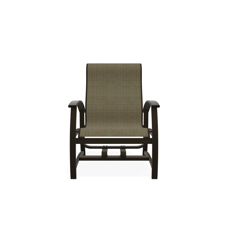 Belle Isle Sling Aluminum Frame Hidden Motion Chat/Lounge Chair With Marine Grade Polymer Arm Accent, Beachwood