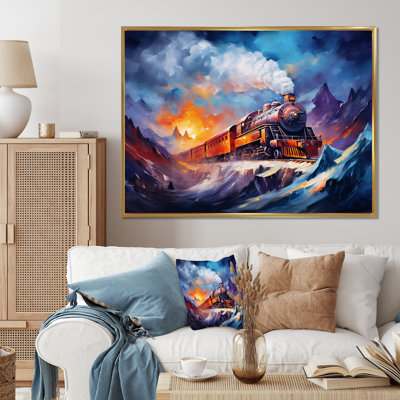 Impression sur toile, "Steamtrain Travelling In Winter Snow I"
