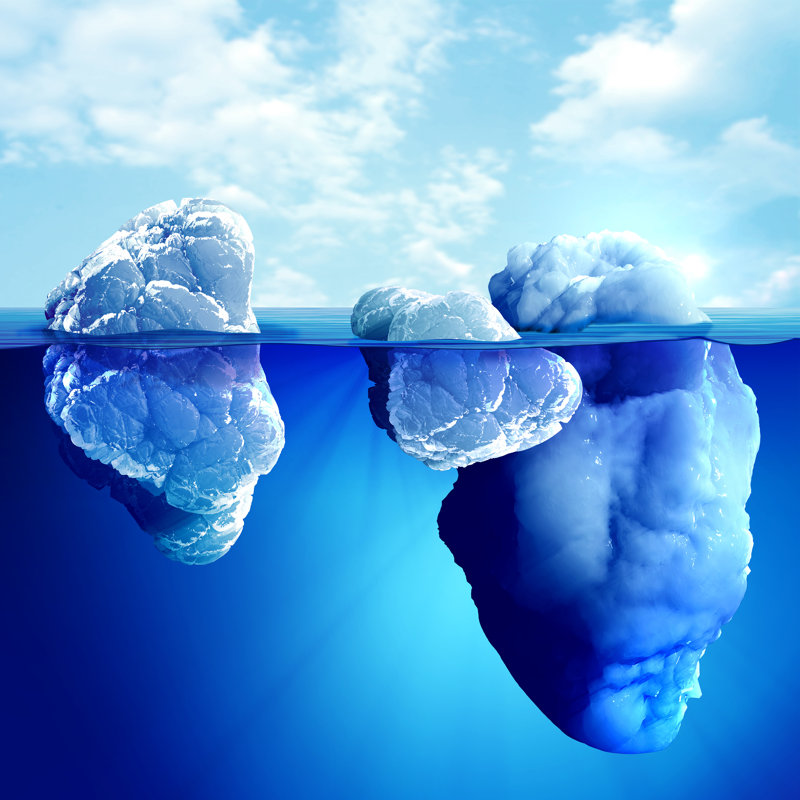 Underwater View Of Iceberg - Wrapped Canvas Print, 30cm H x 30cm W x 3.8cm D