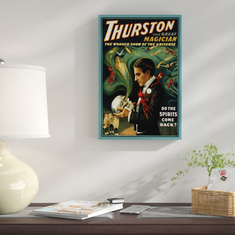 « thurston the great magic » par strobridge rétro, H 30 po x l 20 po x P 1,5 po
