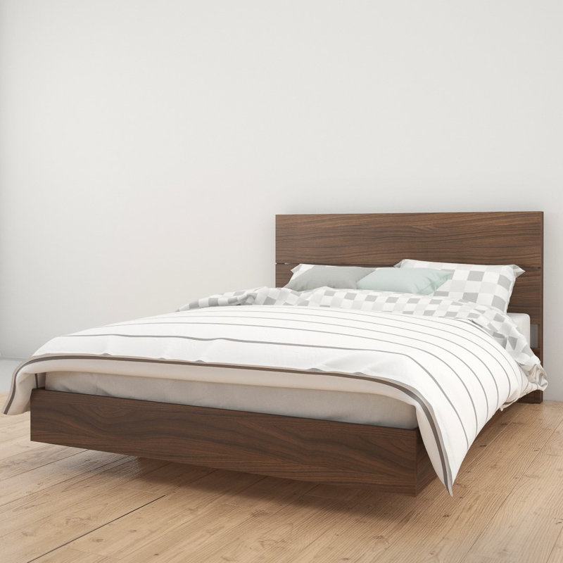 Aletse Platform Bed & Headboard, Queen, Walnut