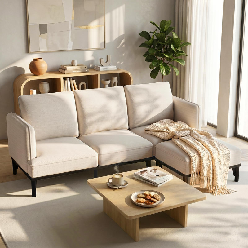 3 Seater Linen Blend Sofa, Beige