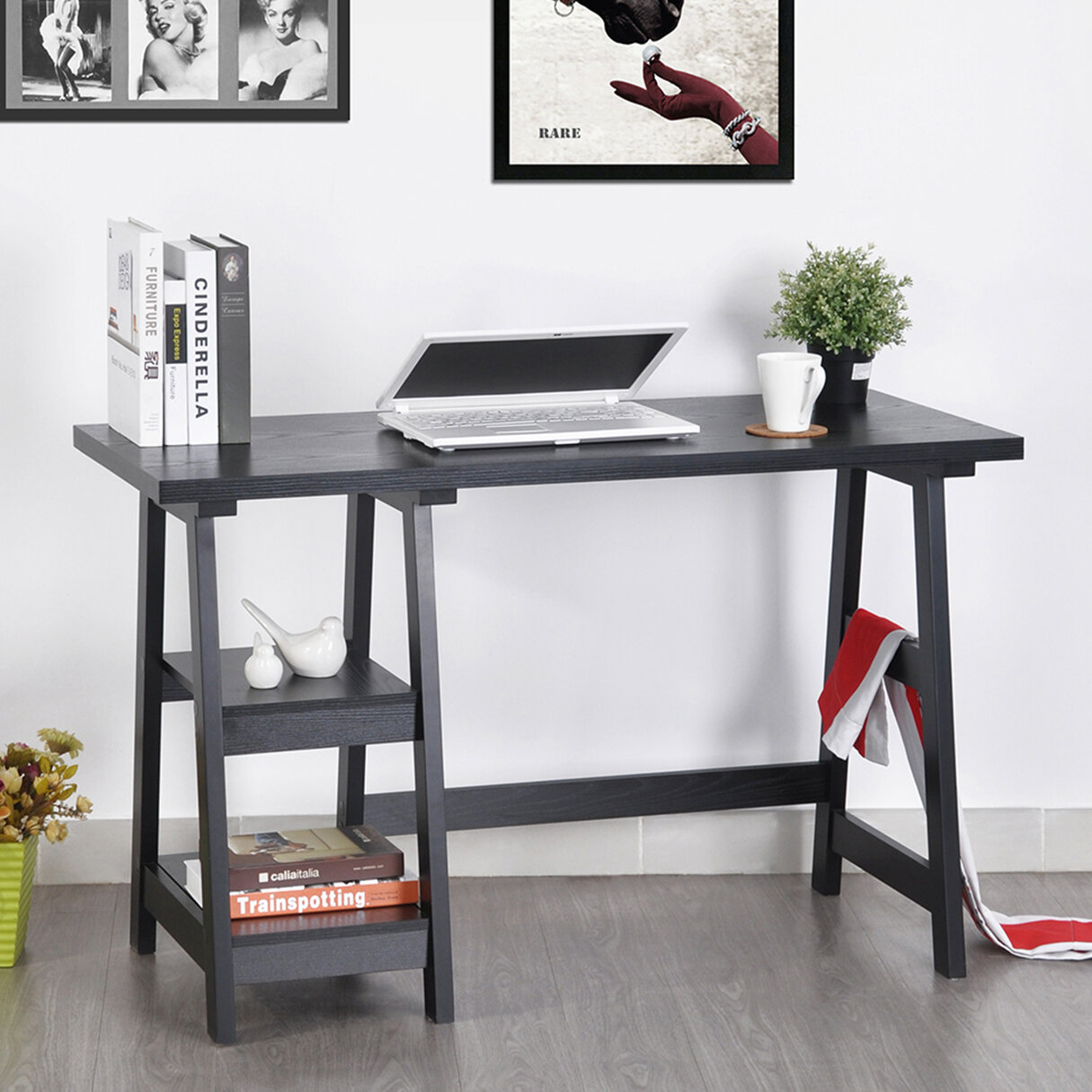 Extra Large Rectangular Writing Desk Latitude Run Color: Black