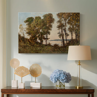 Henri Harpignies "Trees by a Lake" - Museum Quality Gallery Wrapped Canvas Wall Art