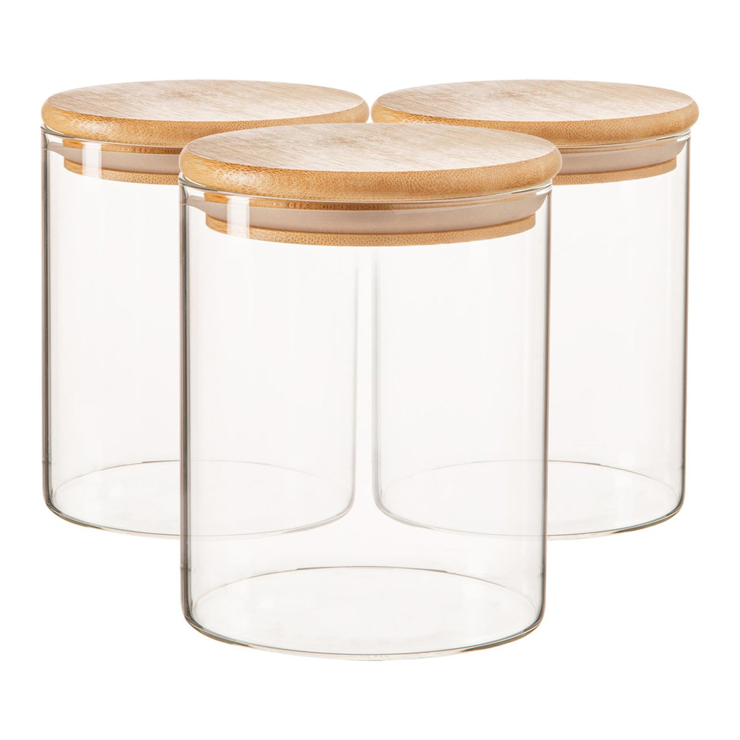 Argon Tableware - Scandi Glass Storage Jars with Wooden Lids