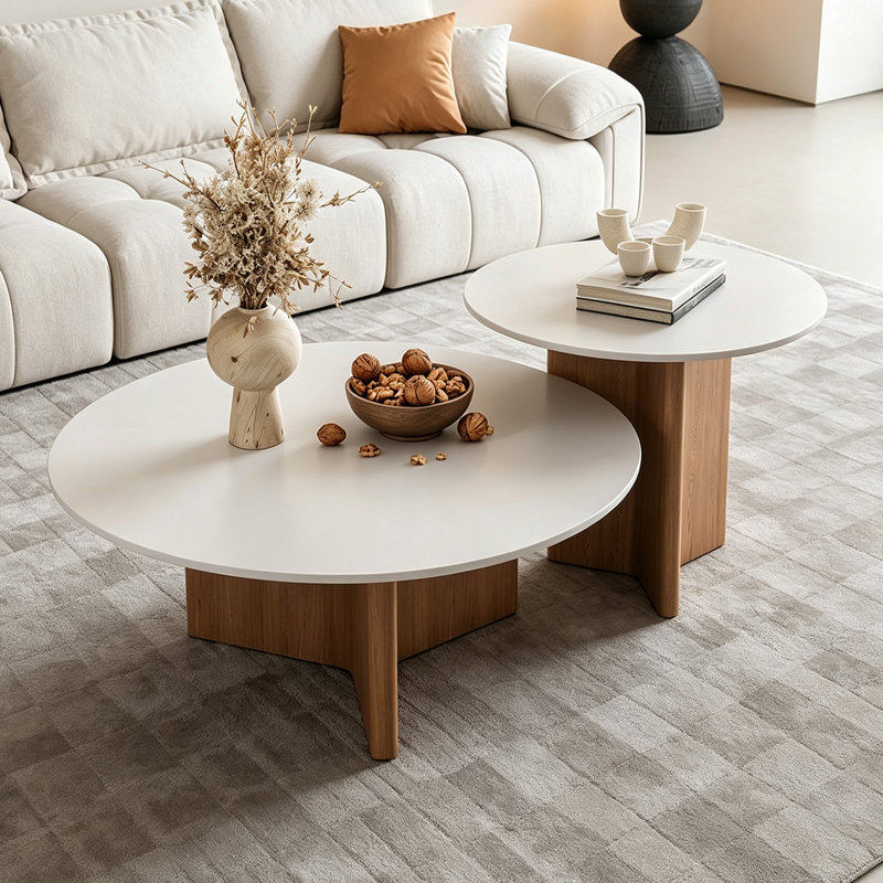 Cowart, H 14,96 po x l 27,55 po x P 27,55 po, White Top/Nut-brown Base, Plat