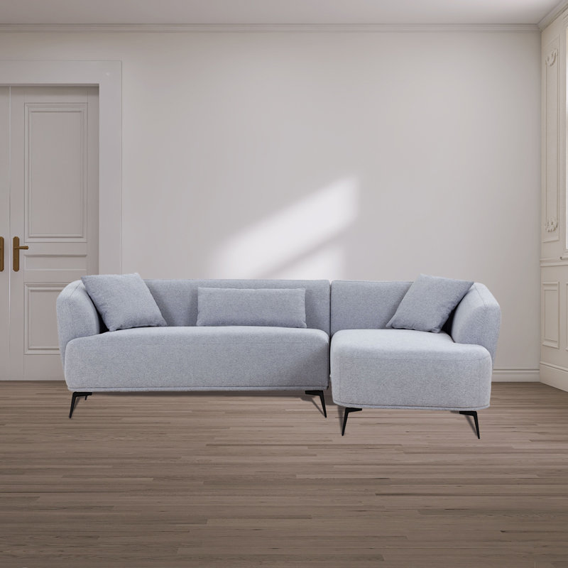Adellyn Upholstered 129 " Polyester L-Shaped Sofa & Chaise with Ottoman