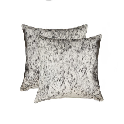  Coussin en cuir de vache 18 po x 18 po
