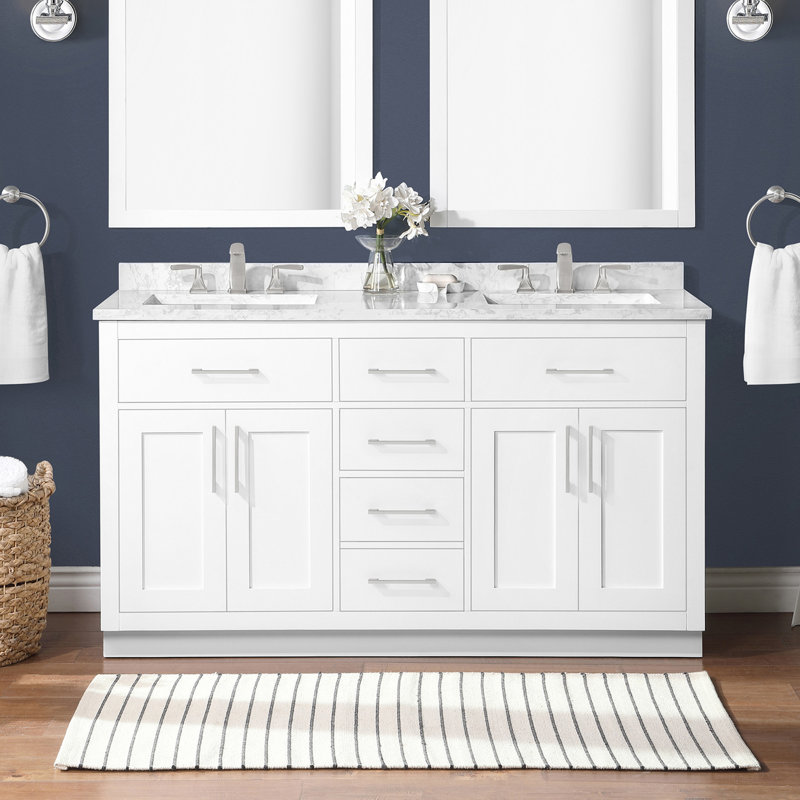 Ensemble de meuble-lavabo double 60 po Athea, Blanc