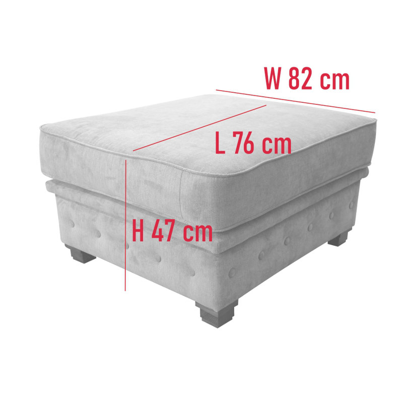Allegra 82cm Wide Tufted Rectangle Solid Colour Standard Ottoman, Light Grey