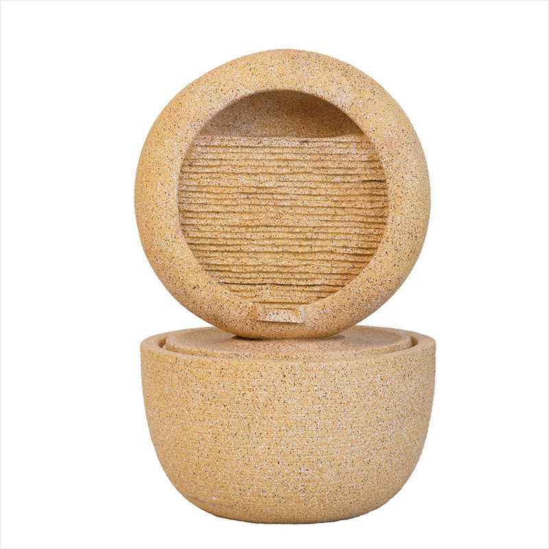Contemporary Style Round Water Fountain With Light and Pump