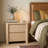 Jarne 25.6" Tall Natural Nightstand Modern Bedside Table With 2 Drawers Curved Wood End Table For Bedroom-125049472