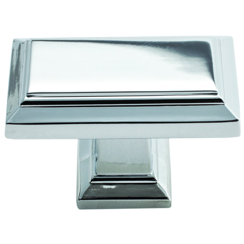 Polished Chrome Rectangular Bar Knob with Mounting Hardware
