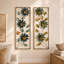 Décoration murale florale verte et bleue en métal avec cadre doré l 12 po, H 35 po