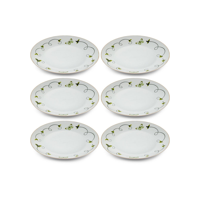 Ensemble de grandes assiettes élégantes (6 pièces), 100% porcelaine, 10,6 x 10,6 x 0,8 pouces | Va au lave-vaisselle, parfait pour les réceptions et l'utilisation quotidienne | Conception durable et élégante pour toutes les occasions