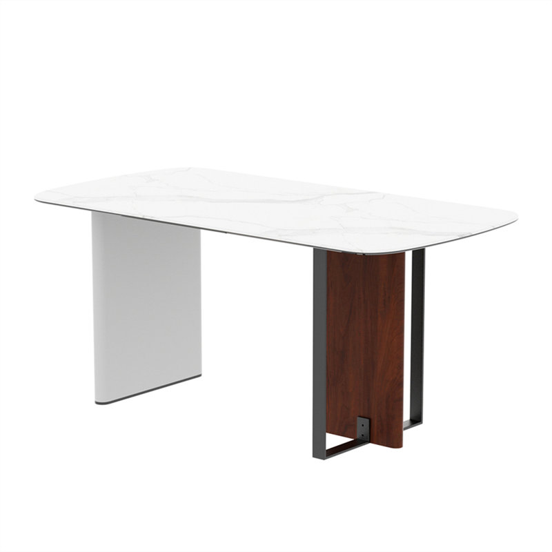 Marble Top Metal Base Dining Table