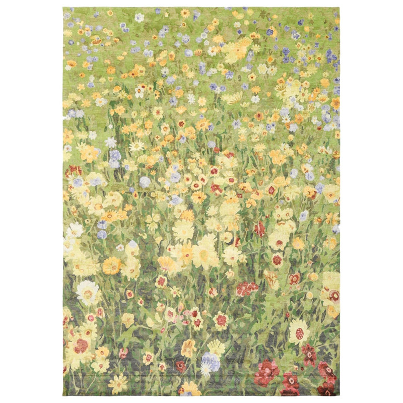 Tapis rectangulaire unique en laine et soie de couleur népal 9 pi x 12 pi Népal