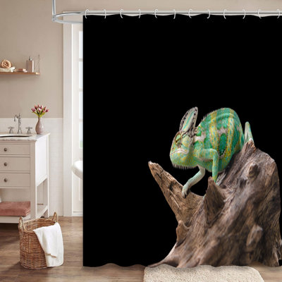 Rideau de douche vert avec 12 crochets