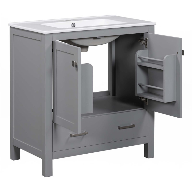 Meuble-lavabo 30 po avec lavabo simple, Gris