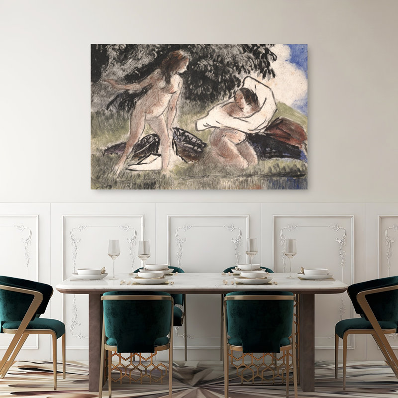 Bathers, 1895-96 Abstract Contemporary Wall Art Print by Camille Pissarro - 1 Piece Wrapped Canvas Wall Art