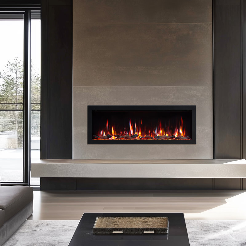 Lume 50" Smart Linear Electric Fireplace - Clean Hidden Vent Design, Flame With 9 Colors, Recessed In-wall Or Wall-mount Or Free Standing, Compatible With Alexa And Google Assistant, by Puraflame