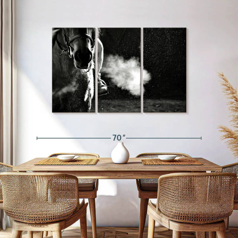 Mehar Horseback Riding BW, 36" H x 57" W
