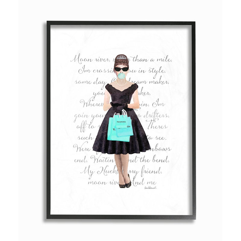 «glam magasiner hepburn femme bubble gum, Giclée encadrée noir minuit, H 14 po x l 11 po x P 1,5 po