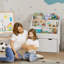 AIYAPLAY Kids Bookshelf Bookcase Storage Organiser, 3 Tier Shelves White