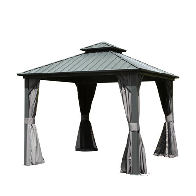 Pavillon de jardin 10 x 10 pi, métal en aluminium, auvent en acier galvanisé pour une utilisation à long terme