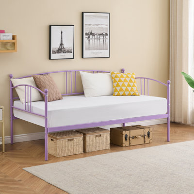 Daybed Sturdy Metal Day Bed with Steel Slat Support, Bed Twin with Arched Headboard, SofaBed