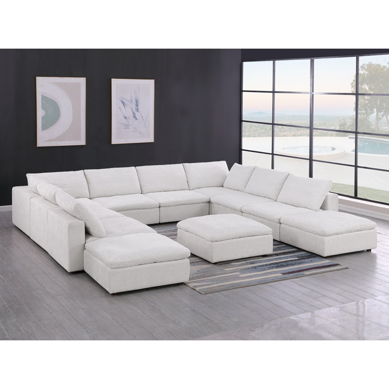 Canapé modulaire 11 pièces avec méridienne Adline - Revêtement en tissu Belfast véritable