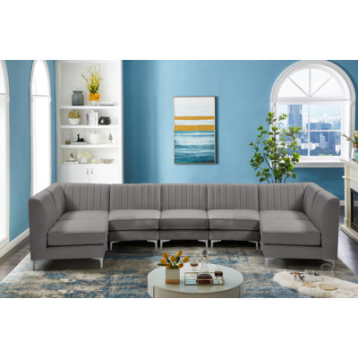 Enson Velvet U-Shaped Sectional Reversible