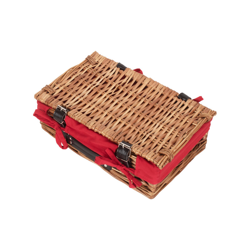 Wicker Lined Packaging Gift Hamper Basket, Red, 14cm H x 40cm W x 26cm D