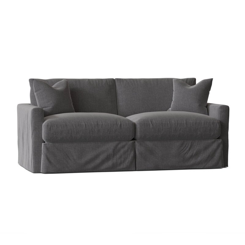 Hartig 84'' Slipcovered Sofa, Cast Slate Sunbrella® Plainweave