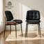 Chaises de salle à manger Mid-Century modernes avec dossier en grain de noyer, ensemble de 4 chaises de salle à manger en similicuir noir-513504654-513693480