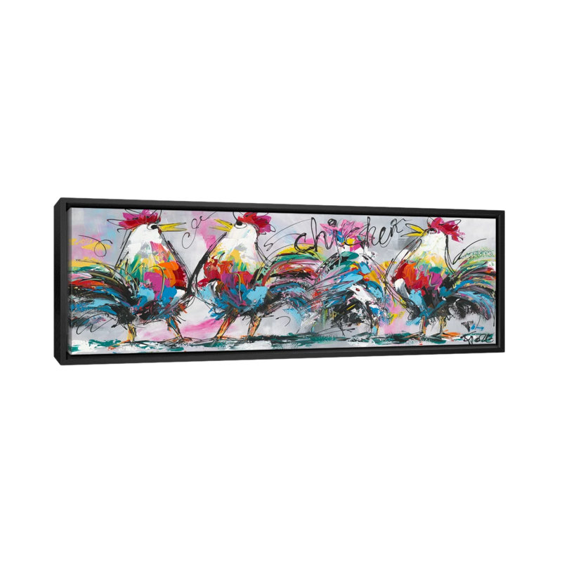 " Discussions " by Art Fiore, 12" H x 36" W x 1.5" D, Black Framed Canvas