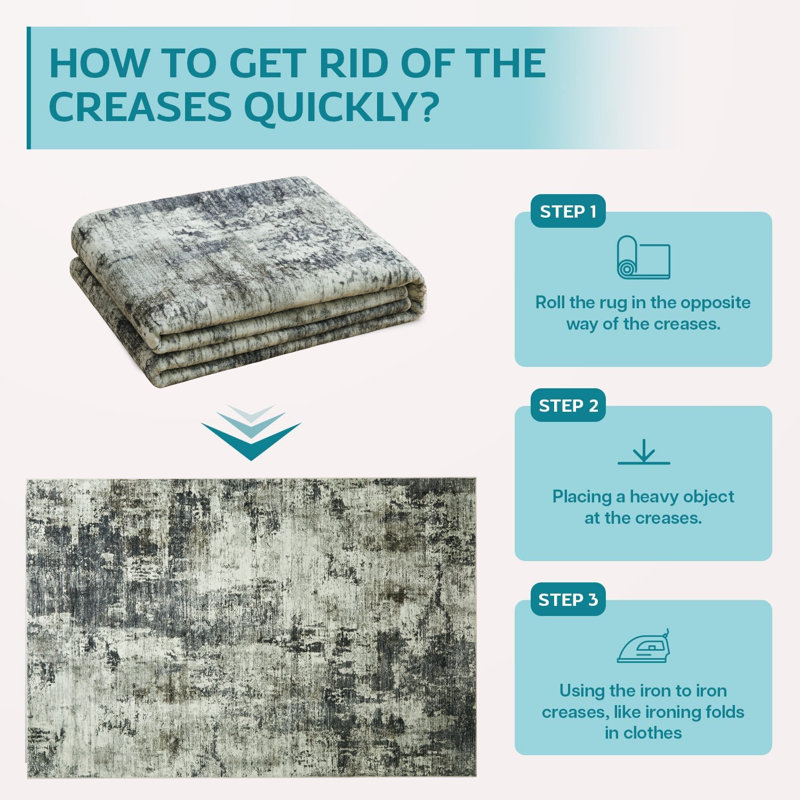 Soft Cashmere Feel Area Rug – Non Slip Low Pile Living Room & Bedroom Carpet, Machine Washable, Rectangle 120 x 170 cm